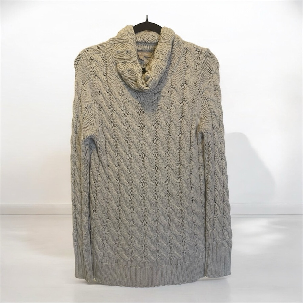 Banana Republic Chunky Cable Knit Cowl Neck Sweater Gray Size M